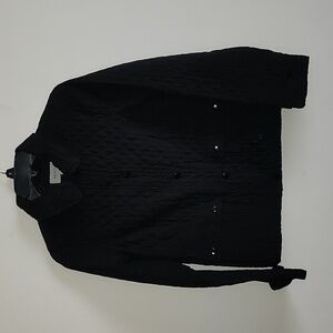 Merona black quilted chore jacket zip button closure women's size small